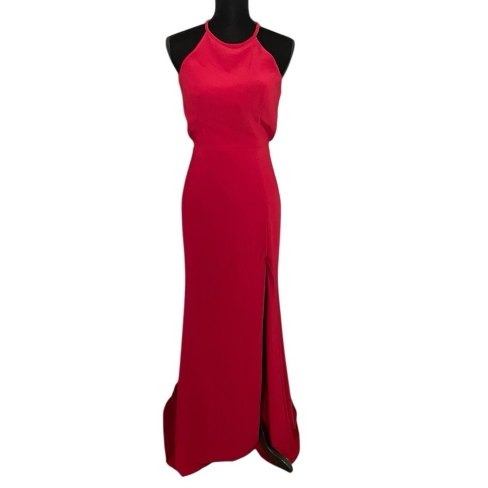 Sherri Hill women’s Red Mermaid is high neck long maxi dress Size 10 party - Picture 2 of 8